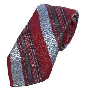 Count Christopher Collection Red  Blue Striped Mens Tie Metalic Repp Necktie